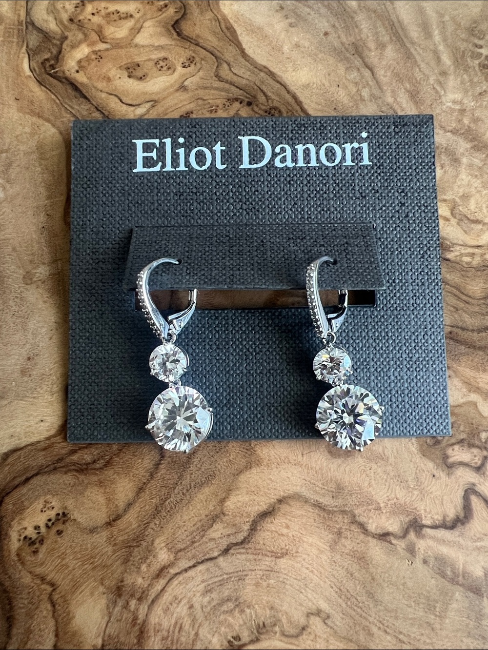 Eliot Danori Silver-Tone Double Crystal Drop Earrings - Clear